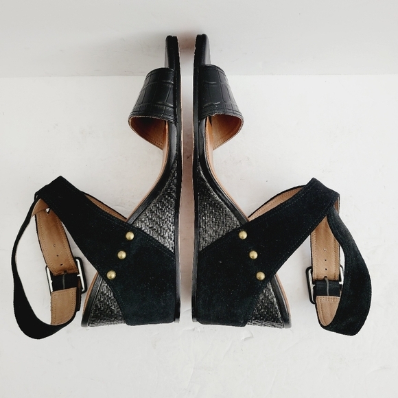 New Donald Pliner Women's Bellville Suede Crocco Wedge Sandals, Size 9,5 - Picture 6 of 8